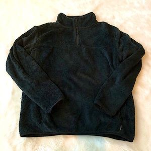 Eddie Bauer Black Fuzzy Quarter Zip